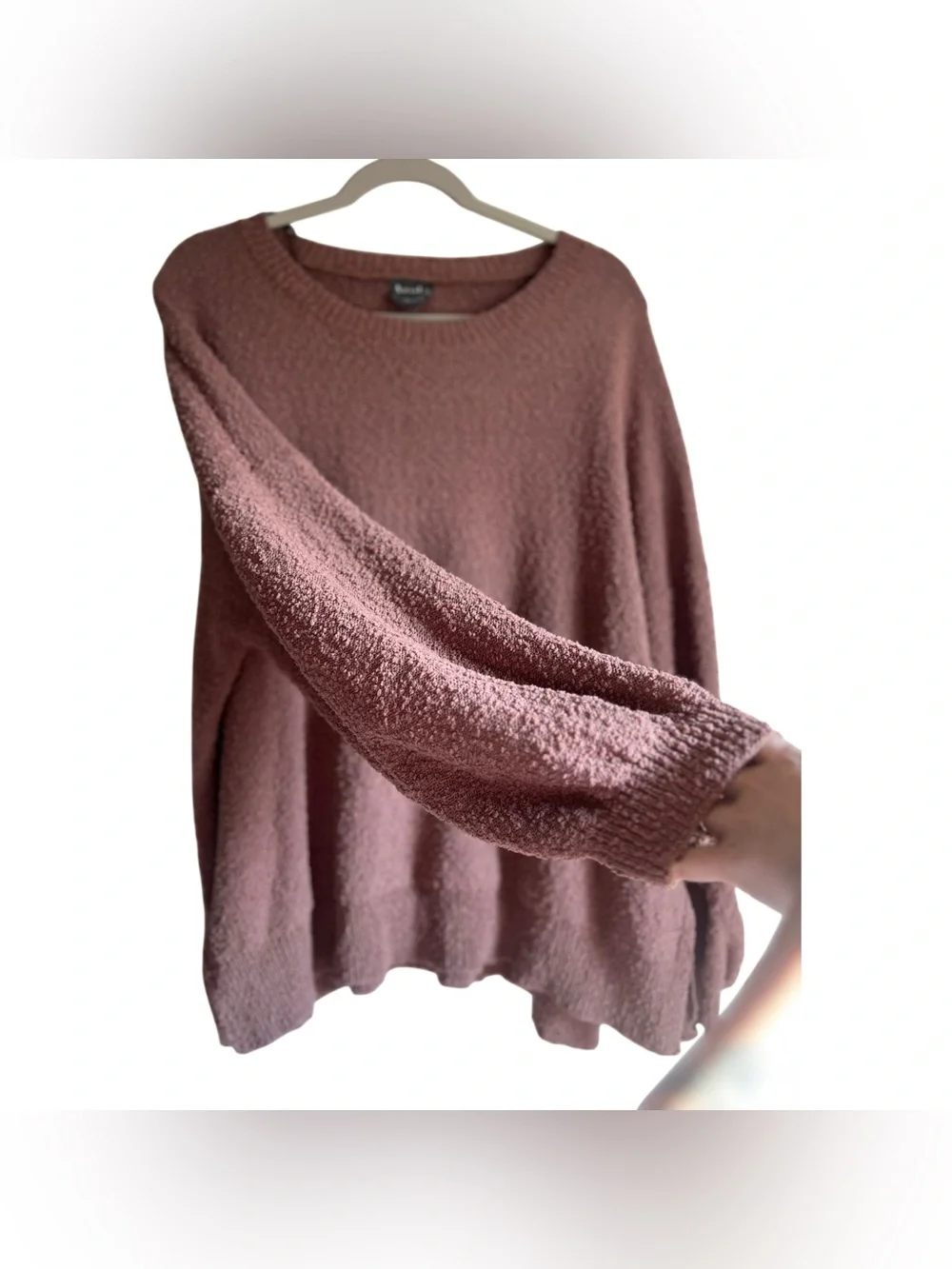 ARULA Mauve Cozy Bubble Fuzz Pullover Sweater